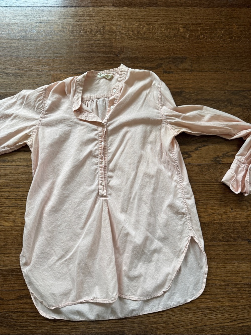 Nili Lotan Light Pink Tunic Button-Front Blouse SM